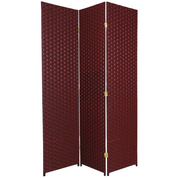 Oriental Furniture 6 ft. Red-Black 3-Panel Room Divider