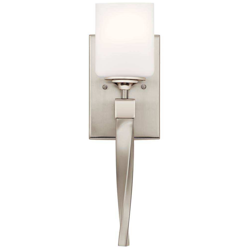 Champagne Satin Etched 16" Wall Sconce with Twisted Arm