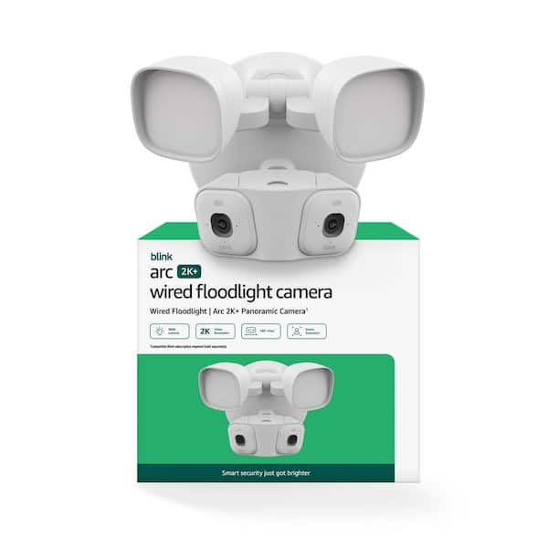 Arc 2K+ Hardwired Floodlight with Outdoor 4 2-Camera System and Sync Module 2 (White)