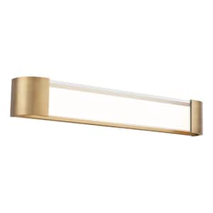 Melrose 32 in. Aged Brass LED Vanity Light Bar and Wall Sconce, 3000K