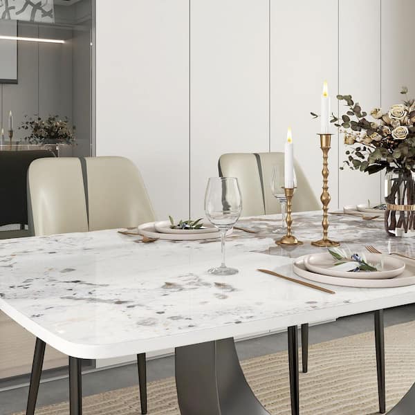 Magic Home 79 in. Pandora Sintered Stone Dining Table with ith