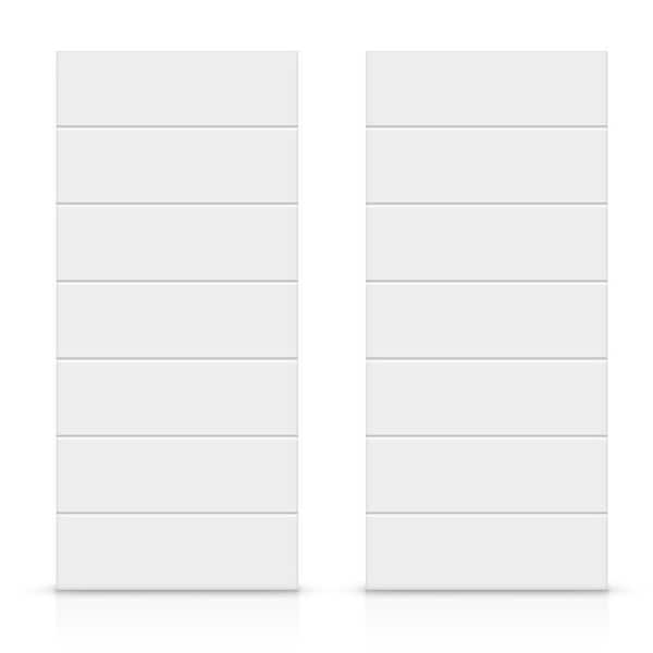 72 in. x 96 in. Hollow Core White Painted Composite MDF Interior Double Closet Sliding Doors