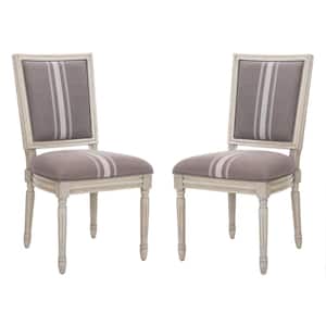 Buchanan Gray/Beige/Rustic Gray 19 in. H French Brasserie Linen Rectangular Side Chair (Set of 2)