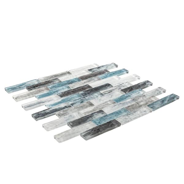 Giovan Kopan Blue/Gray 11-3/4 in. x 11-3/4 in. Textured Glass Brick Joint Mosaic Tile (4.8 sq. ft./Case)