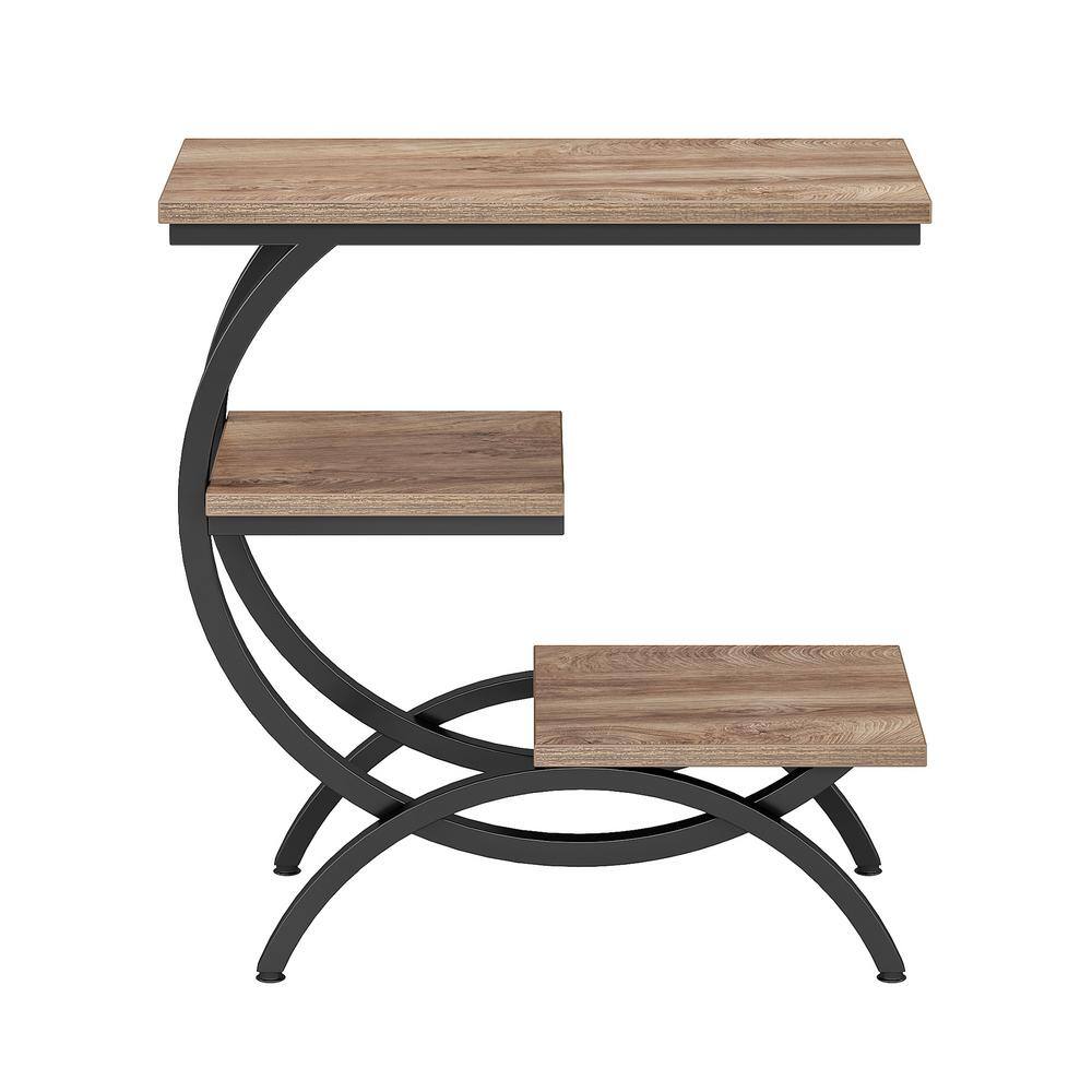 Kerlin 23.62 in. Width Dark Brown Wood C-Shaped End Side Table - thumbnail 2