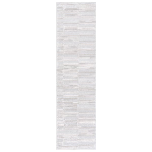 Kingston 2 ft. x 8 ft. Ivory/Light Gray Minimalist Layered Linear Runner Rug