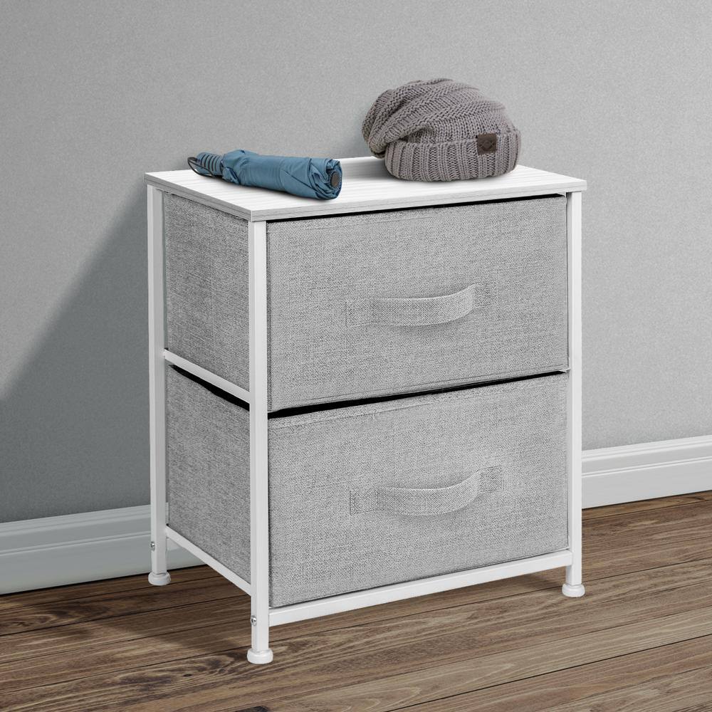 White Industrial Vertical Nursery Nightstand with Extra Deep Drawer