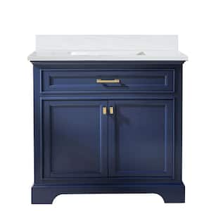 Design Element Milano 84 in. W x 22 in. D Bath Vanity in Blue with ...