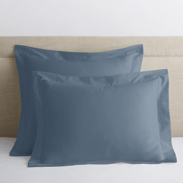 The Company Store Legends Luxury Solid Mirage Blue 500-Thread Count Cotton Sateen King Sham