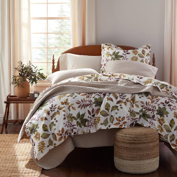 Legends Hotel Fall Leaves Wrinkle-Free Multi King Sateen Duvet Cover