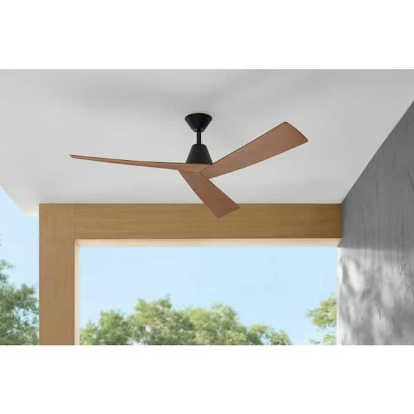 Home Decorators Collection Easton 60 in. Indoor/Outdoor Matte Black with Whiskey Barrel Blades Ceiling Fan with Remote Included
