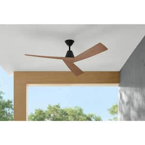 Easton 60 in. Indoor/Outdoor Matte Black with Whiskey Barrel Blades Ceiling Fan with Remote Included