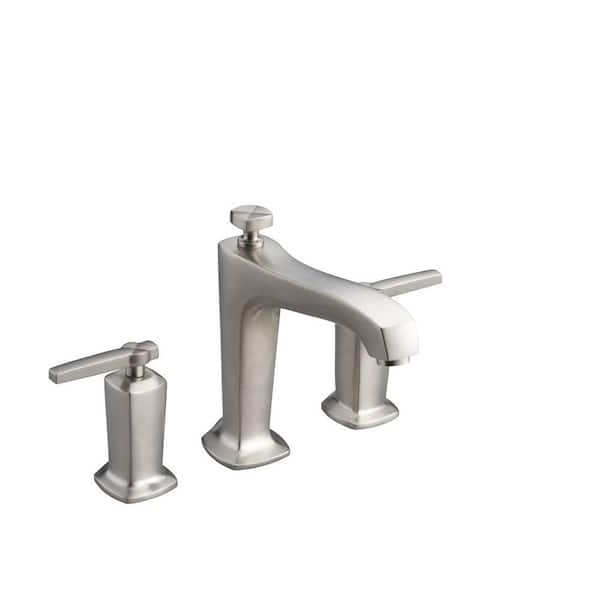 KOHLER Margaux Deck-Mount 2-Handle High-Flow Tub and Shower Faucet Trim Kit with Lever Handles in Vibrant Brushed Nickel