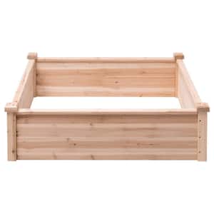Square Natural Fir Wood Raised Bed