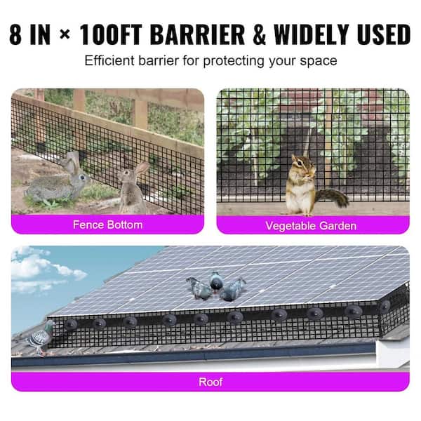 KFFKFF 8in X 100ft Solar Panel Bird Guard W/ 100 Pcs Fasteners 50 Pcs Tie Wires Critter Guard Roll Kit Pvc Coated Guard Wire Solar Panel Roof Protecti