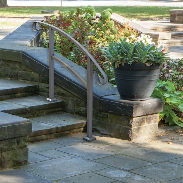 HandiRail 3.57 in. x 47.75 in. 3.09 ft. Aged Bronze 3-Step Aluminum Rail Kit (Unassembled)
