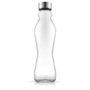 JoyJolt Spring 32 oz. Clear Glass Water Bottles with Stainless Steel Cap - (Set of 2)