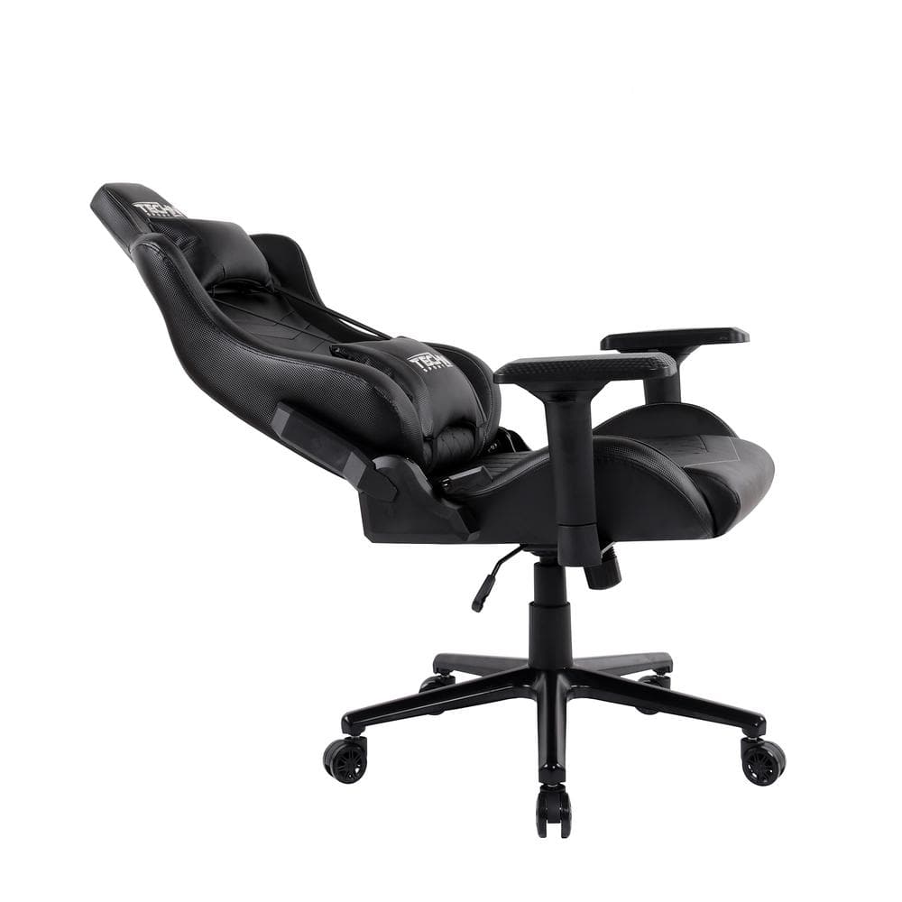 Black Ergonomic Steel Gaming Chair with Adjustable Armrests