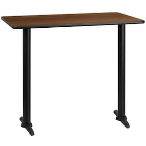 30 in. x 48 in. Rectangular Walnut Laminate Table Top with 5 in. x 22 in. Bar Height Table Bases