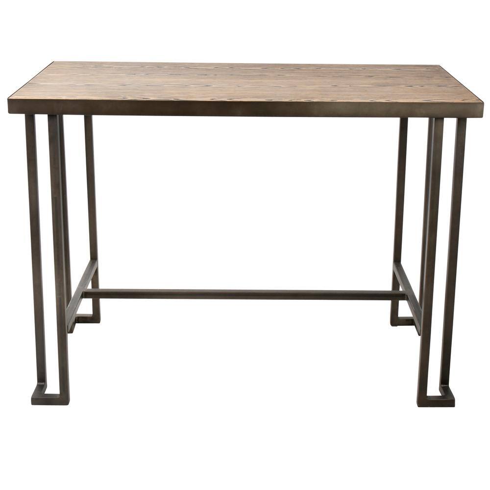Reclaimed Wood Rustic Brown Counter Table with Steel Frame