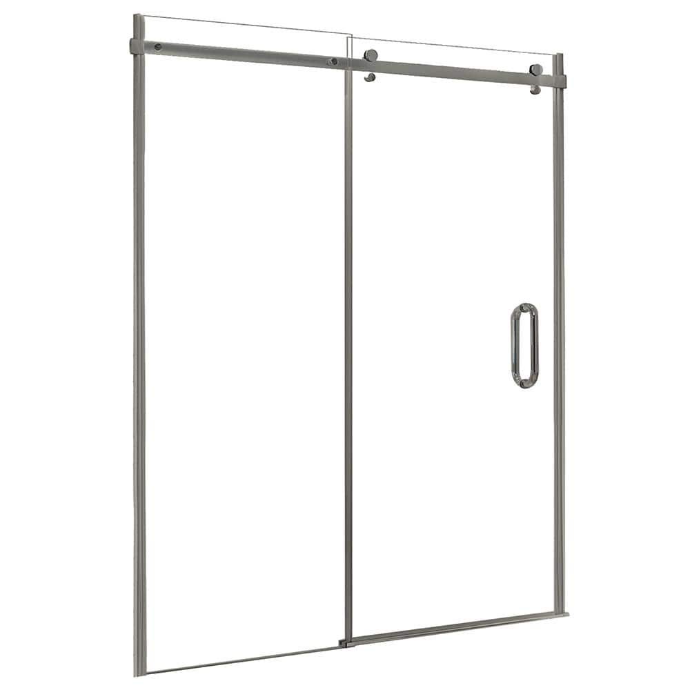 48" x 76" Brushed Nickel Frameless Sliding Shower Door