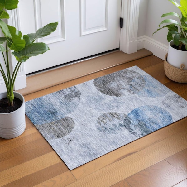 Chantille Machine Washable Indoor/Outdoor Abstract ACN2346 Denim 2 ft. x 3 ft. Accent Rug
