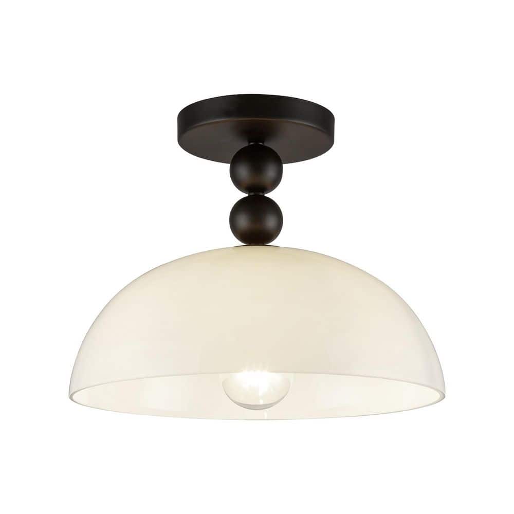 Paisley 12-in 1 Light 60-Watt Matte Black/Glossy Opal Glass Semi-Flush Mount price history on PriceWatchPro
