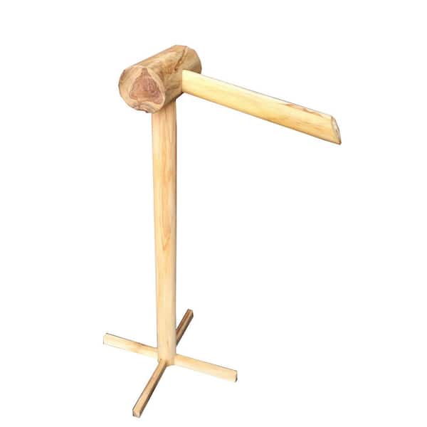 36 in. Tall Debarked Teak Log Pole Waterfall Fountain