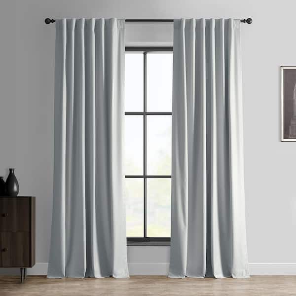 Light Silver Grey Gray Essential Polyester 50 in. W x 84 in. L Rod Pocket 100% Blackout Curtain (Single Panel)