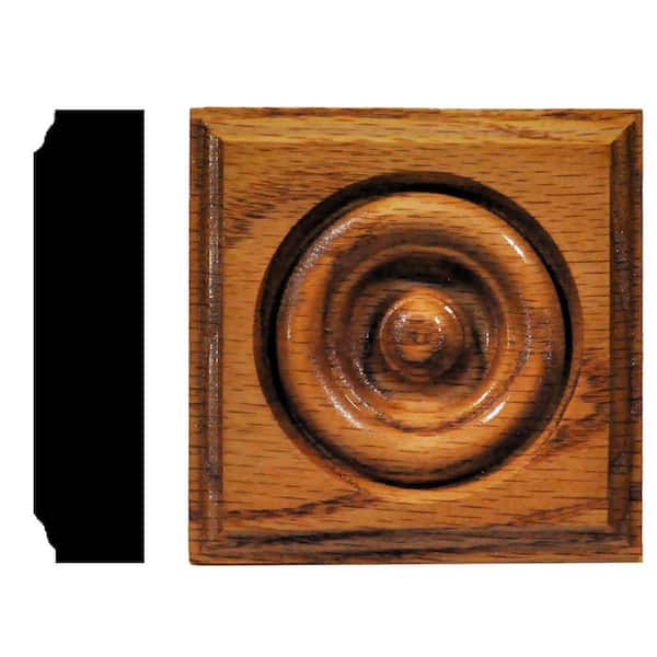 1-1/8 in. D x4-1/2 in. W x 4-1/2 in. L Red Oak Wood Stained Golden Oak Rosette Block