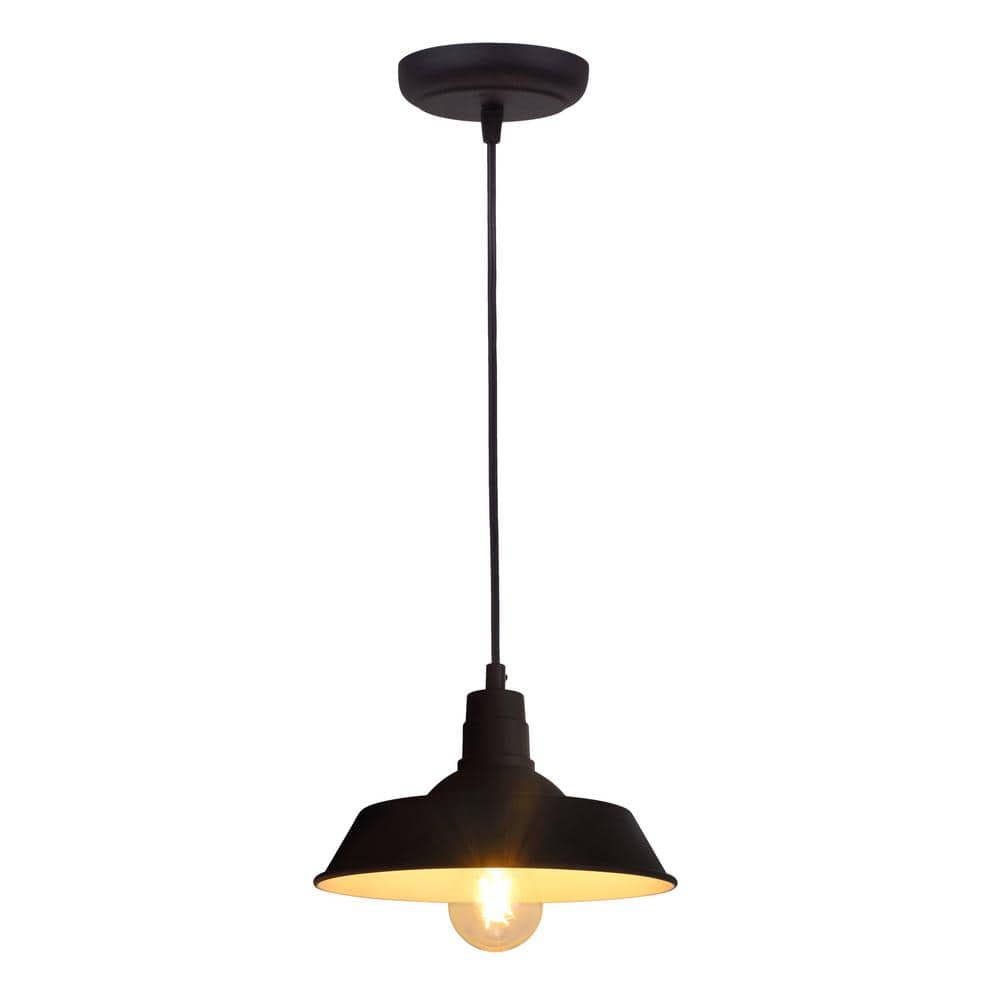 Sylvania Hudson 1-Light Antique Black Ceiling Factory Pendant with ...