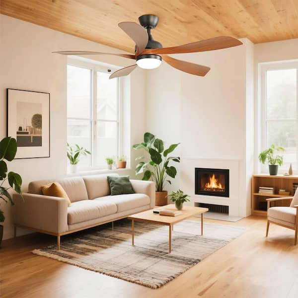 Sleek Dark Brown 52 in. Ceiling Fan - 5 ABS Blades with LED Light and 6-Speed Quiet Remote Control