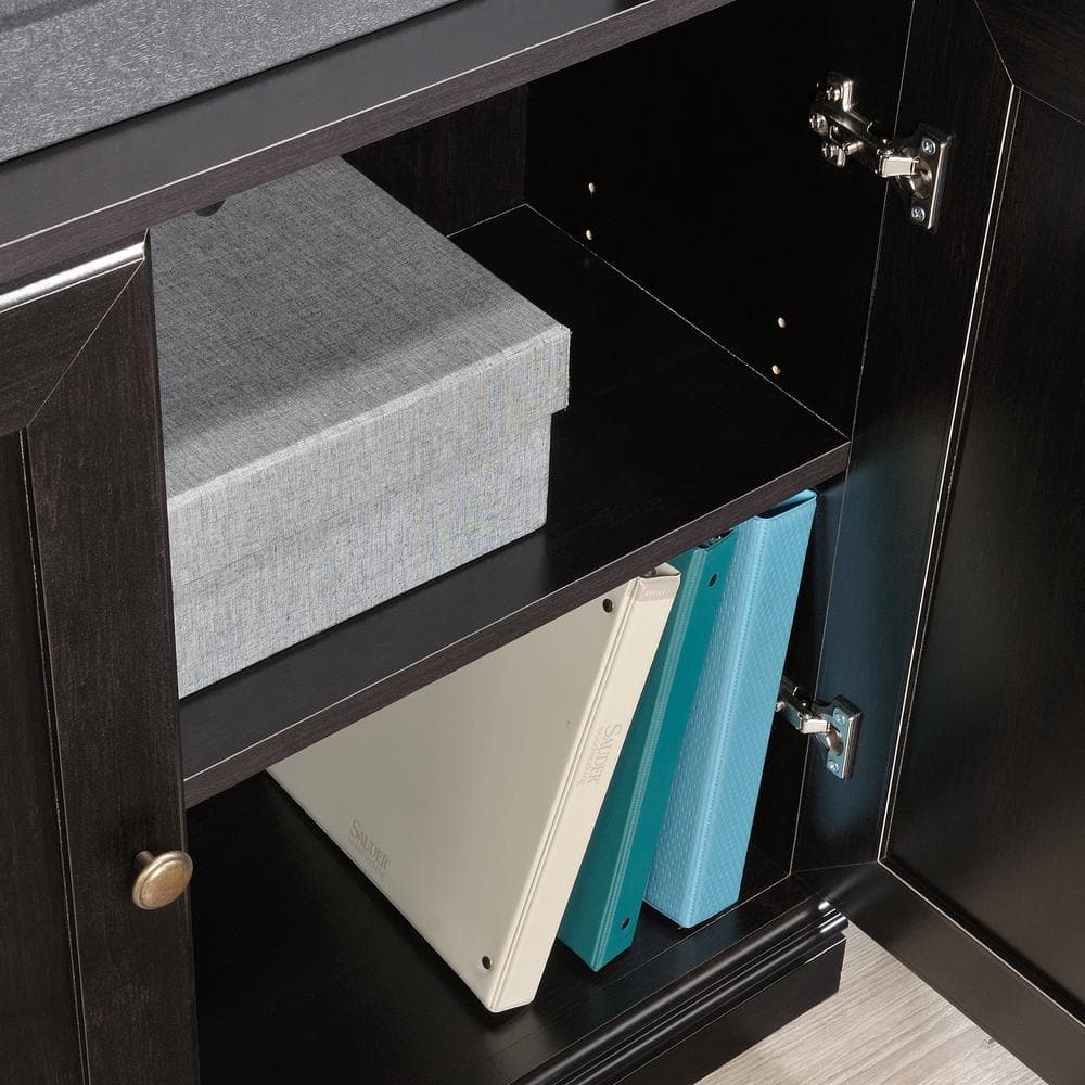 Estate Black Modern Farmhouse 5-Shelf Bookcase with Doors