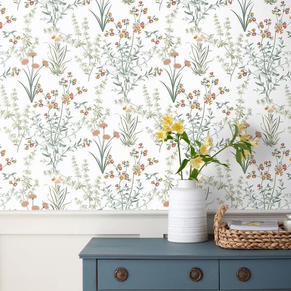 The Company Store Jardin White Green Peel and Stick Wallpaper Panel (covers 26 sq. ft.)