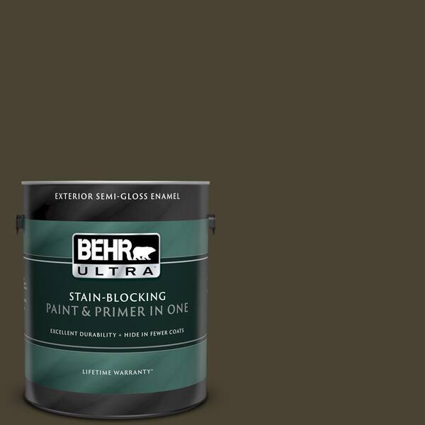 BEHR ULTRA 1 gal. #UL160-23 Espresso Beans Semi-Gloss Enamel Exterior Paint and Primer in One