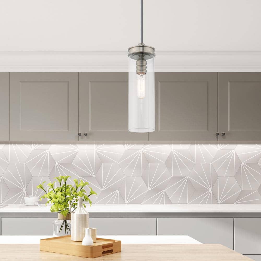 Modern Mini LED Pendant in Brushed Nickel with Clear Glass