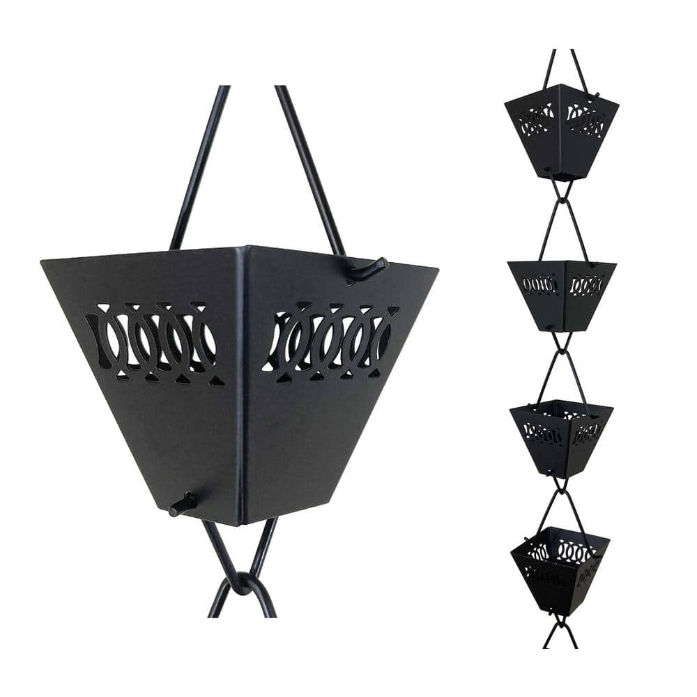 Rain Chain Medium Square Cups - Black