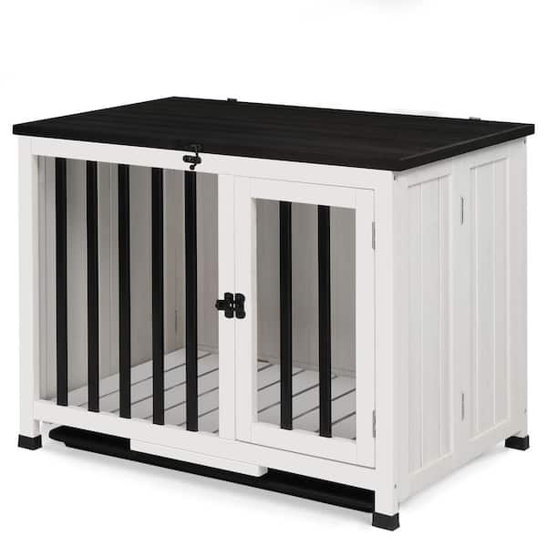 23 in. x 33 in. W Foldable Fir Wood Metal Dog House for Outdoor Indoor