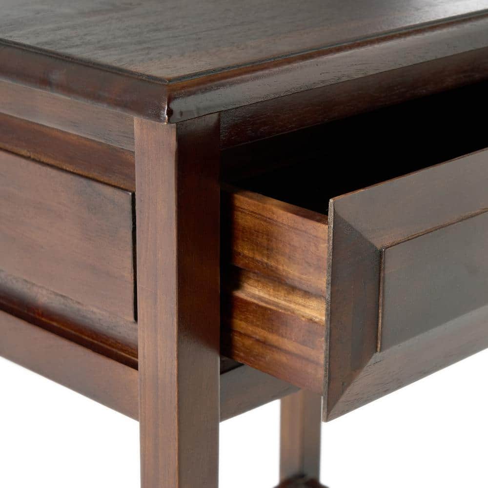 Brown Mahogany Rectangular Wood End Table with Storage