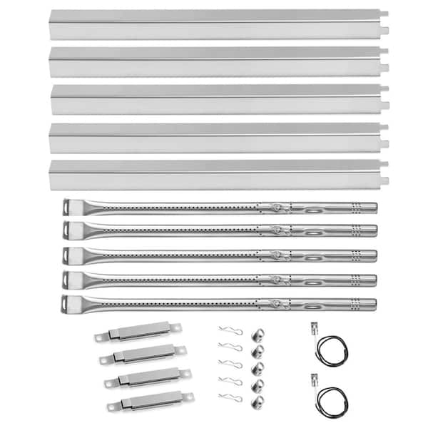 5 Burner and 4 Burner Gas Grill Replacement Kit with Heat Plate, Burner, Igniter and Crossover Tube Parts