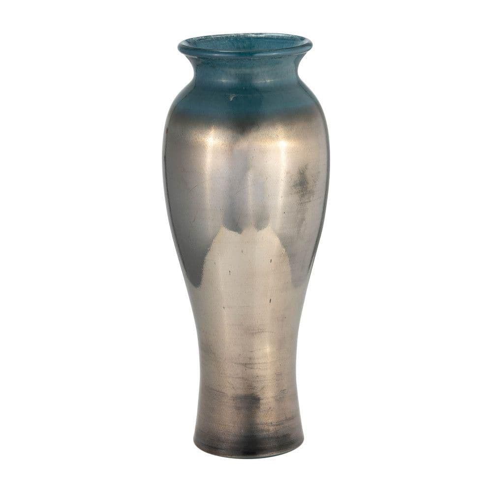Teal 16 in. Tall Glass Vase for Home Decor