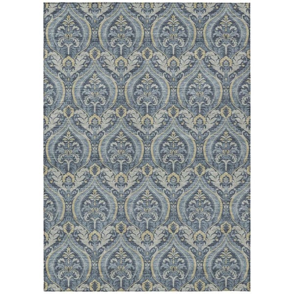 HomeRoots Blue and Cream 10 ft. x 14 ft. Woven Trellis Rectangle Indoor/Outdoor Area Rug
