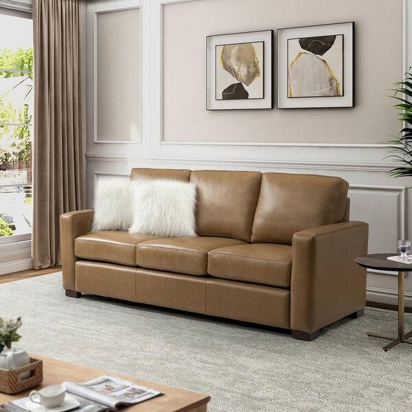 Leather square deals arm sofa