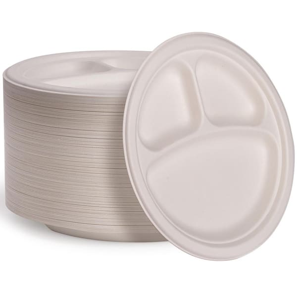 100% Compostable 9 Heavy-Duty Paper Plates Eco-Friendly Disposable Plates  20 Ct