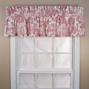 Victoria Park Toile 12 in. L Cotton Tailored Valance in Red