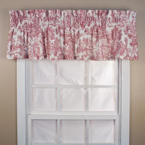 Ellis Curtain Victoria Park Toile 12 in. L Cotton Tailored Valance in Red