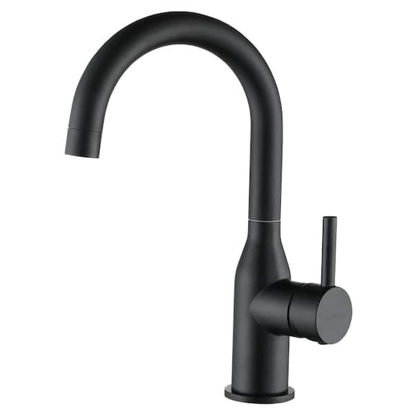 WOWOW Single Handle Stainless Steel Bar Faucet with cUPC Water Supply Lines in Matte Black