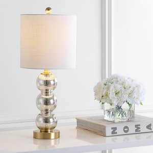 February 21 in. Glass/Metal LED Table Lamp, Mercury Glass/Brass Gold