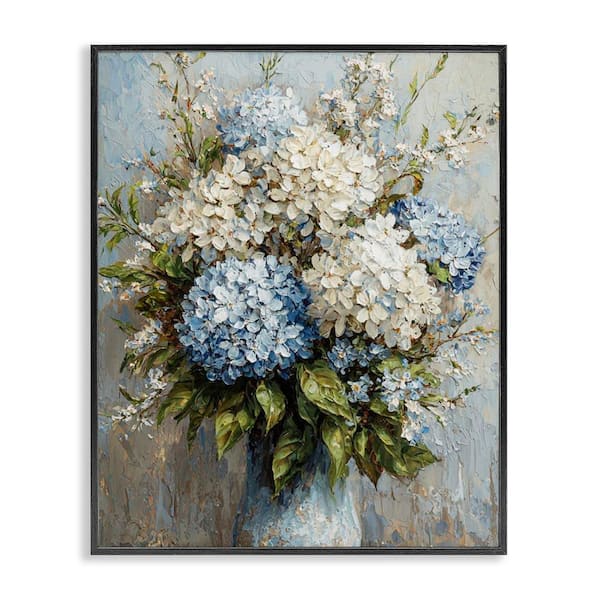 Muted Classic Hydrangeas by Franklyn Gregory Black Framed Nature Giclee Art Print 30 in. x 24 in.