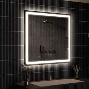30 in. W x 30 in. H Rectangular Frameless LED Light with 3-Color and Anti-Fog Wall Mounted Bathroom Vanity Mirror